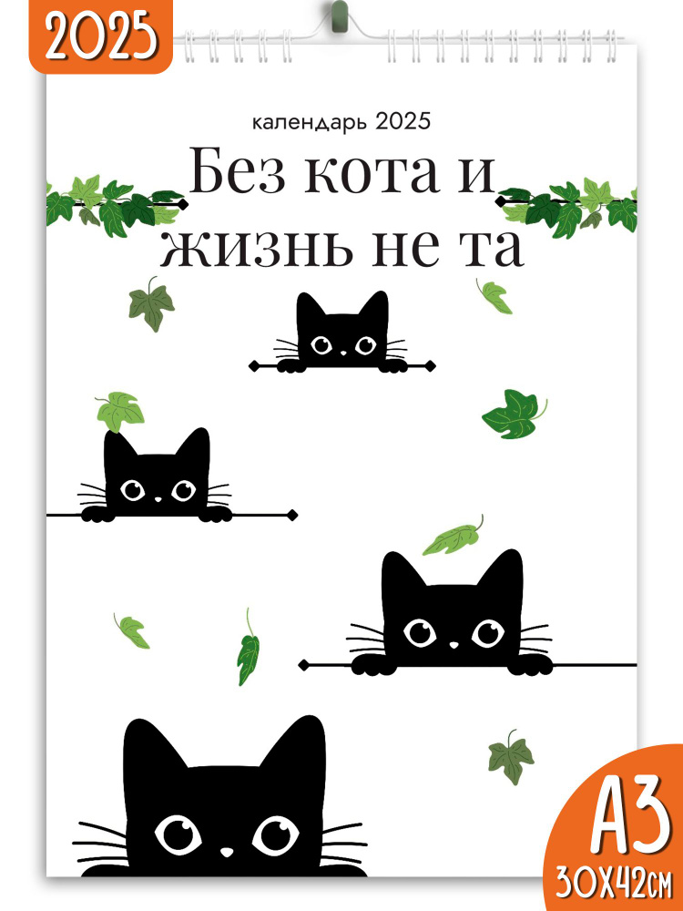 Календарь настенный перекидной 2025 Без кота и жизнь не та  #1