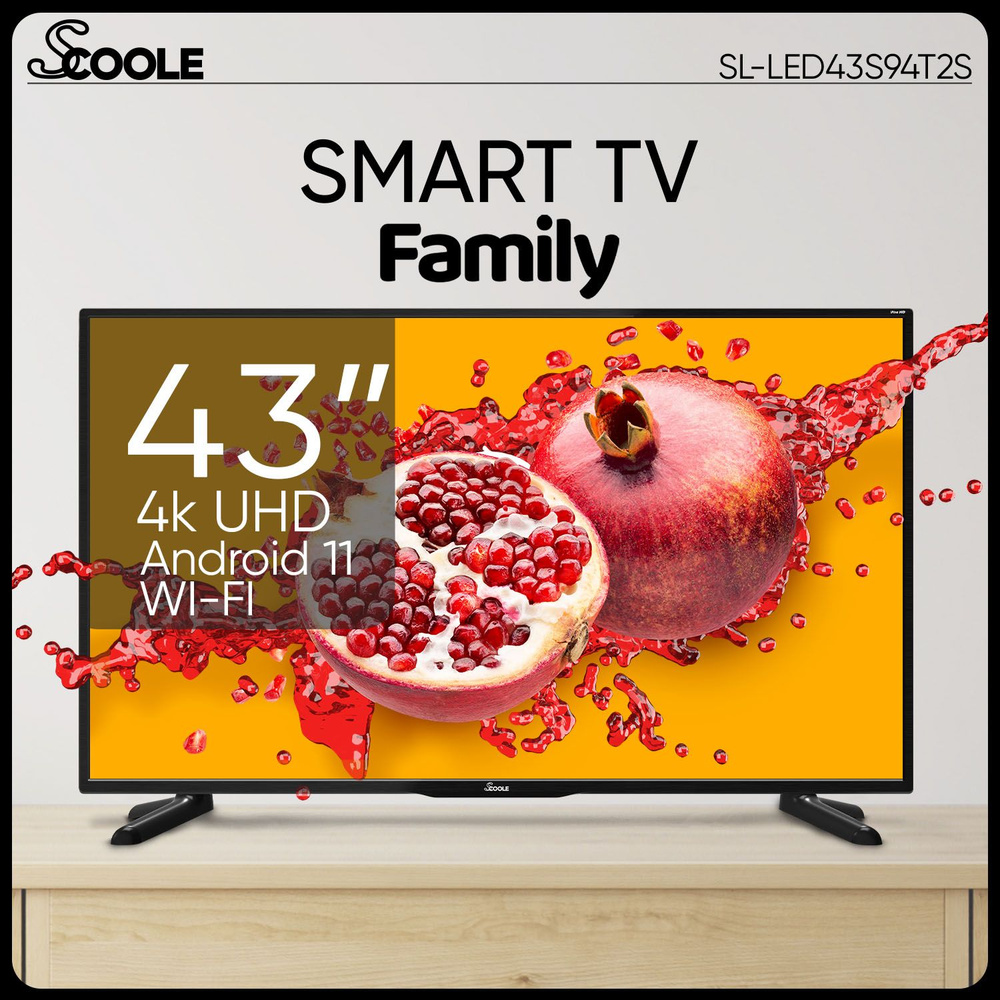 Scoole Телевизор Smart SL-LED43S98T2SU 43" 4K UHD, черный матовый #1