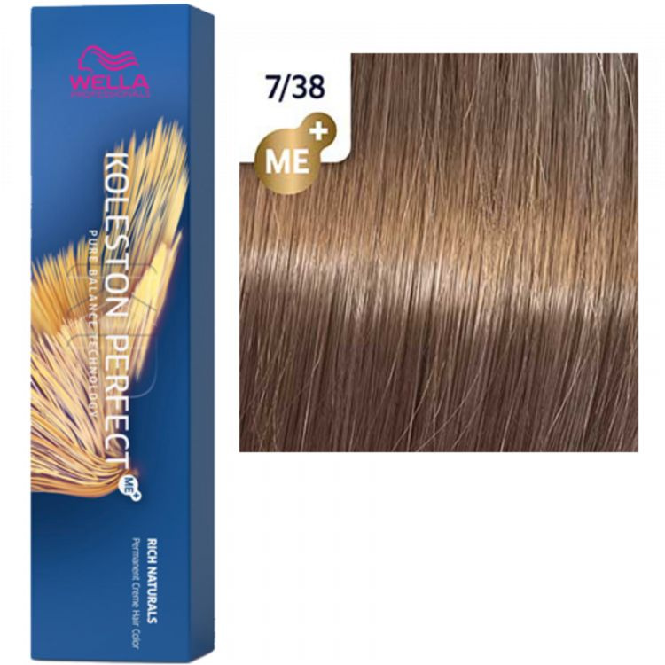 Wella professional Koleston Perfect крем-краска 7/38 блонд золотистый жемчужный - 60 мл  #1