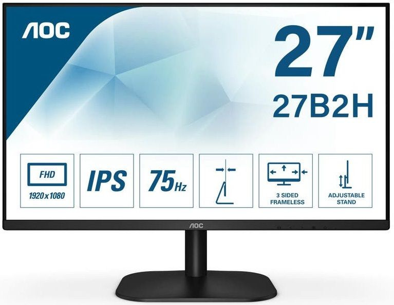 AOC Монитор 27 AOC 27B2H EU 01 IPS 1920x1080 75Hz 4ms 250 cd m2 1000:1 HDMI VGA 178 178 Черный, черный #1