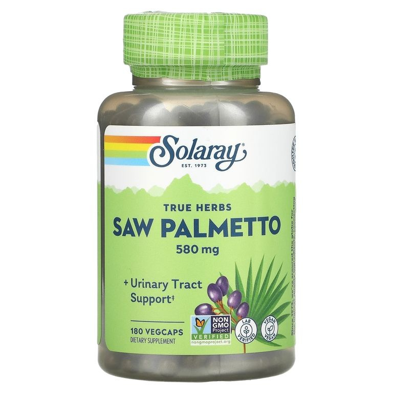 Solaray Saw Palmetto, цельные ягоды серенои, 580 мг, 180 вегетарианских капсул, доставка почтой  #1