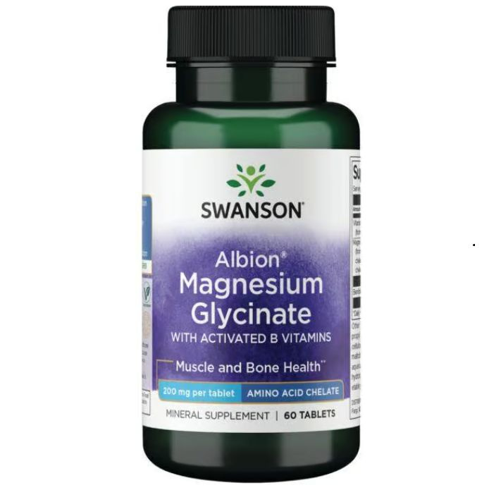 Swanson, Albion Magnesium Glycinate with Activated B Vitamins 200 мг, Магний глицинат с витаминами группы #1