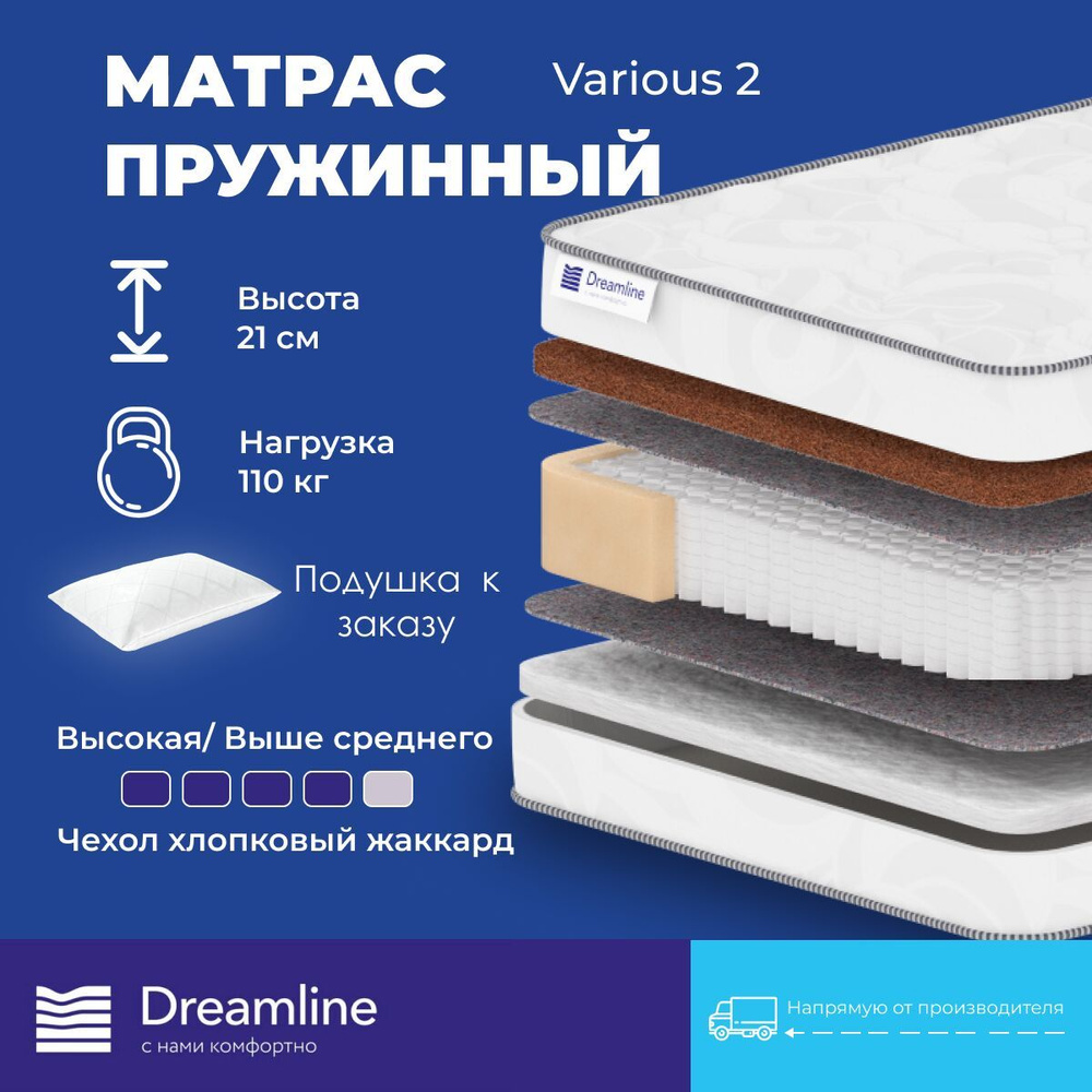 DreamLine Матрас Various 2, Независимые пружины, 190х190 см #1