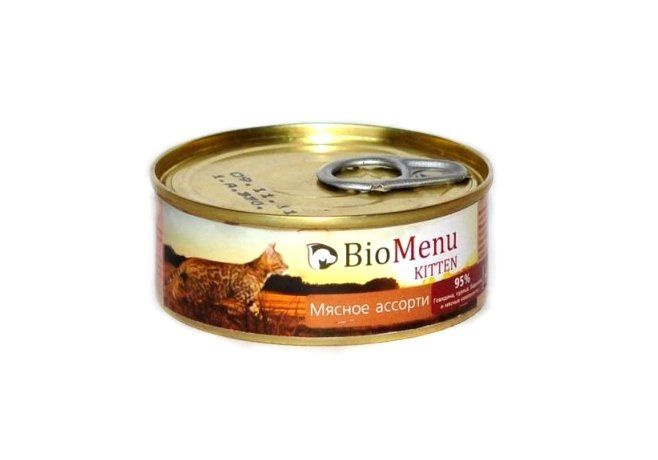 BioMenu Kitten Консервы для Котят паштет Мясное ассорти, 100г x 24шт  #1