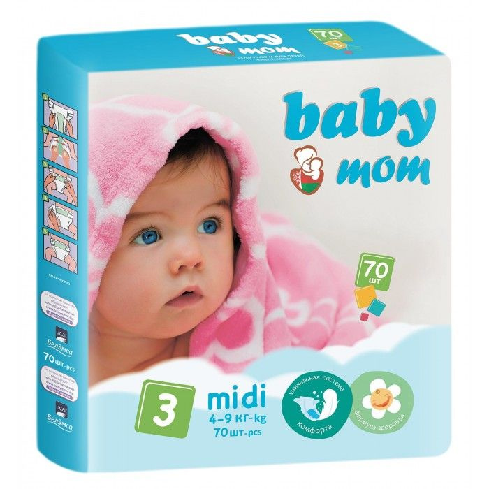 Подгузники для детей Baby Mom Midi 3/M (4-9 кг) 70 шт. #1