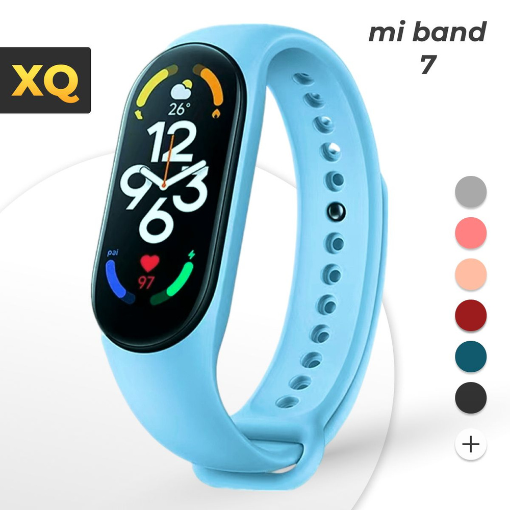 Ремешок для Xiaomi Mi Band 7, 6, 5 (новый дизайн от mi band 7) Подходит для ми бэнд 5, 6, 7 / Светло-голубой #1