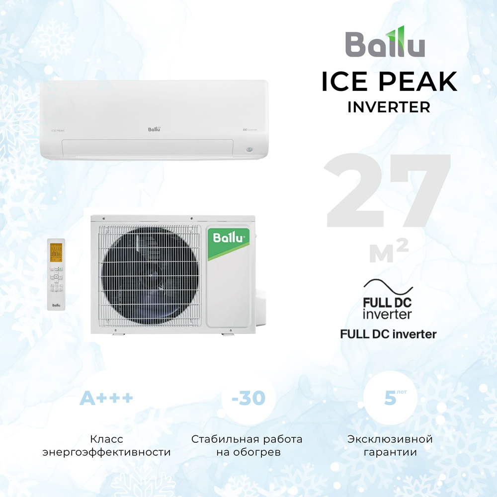 Настенный кондиционер Ballu Ice Peak Inverter BSPKI-10HN8 #1