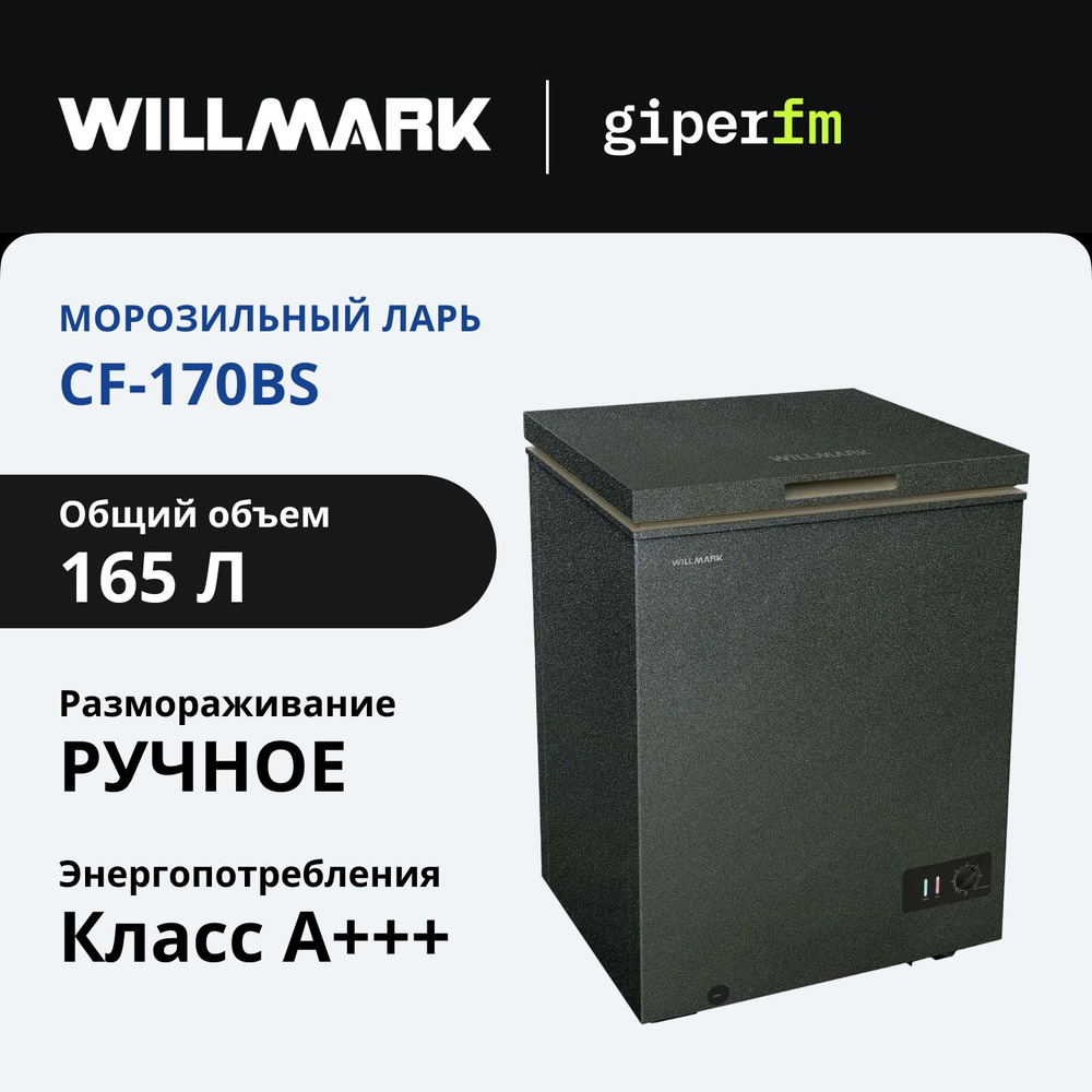 Морозильный ларь Willmark CF-170BS, объем 165 л, мощность замораживания 6,5 кг./сутки, BlackStone  #1