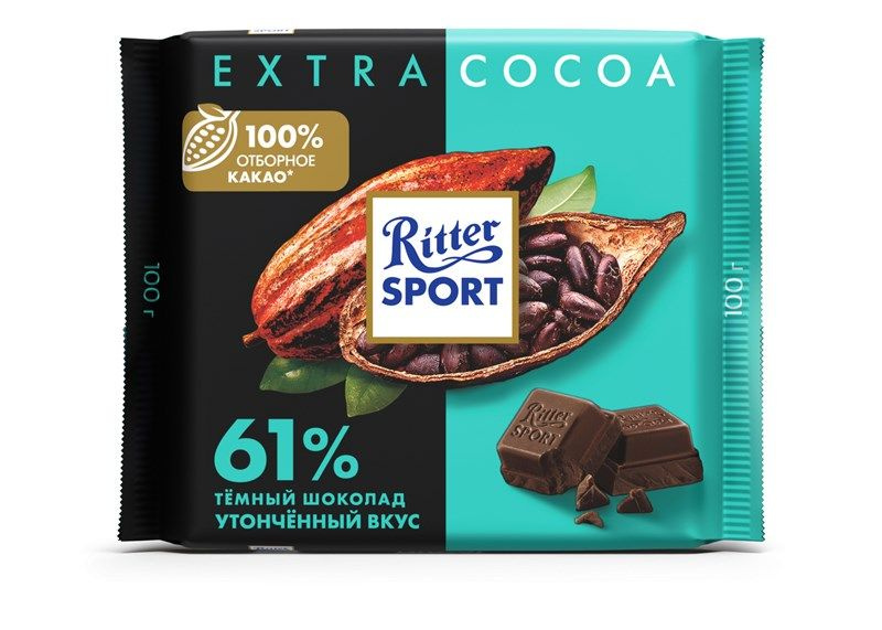 Шоколад Ritter Sport Темный 61% какао с утонченным вкусом из Никарагуа, 100г  #1