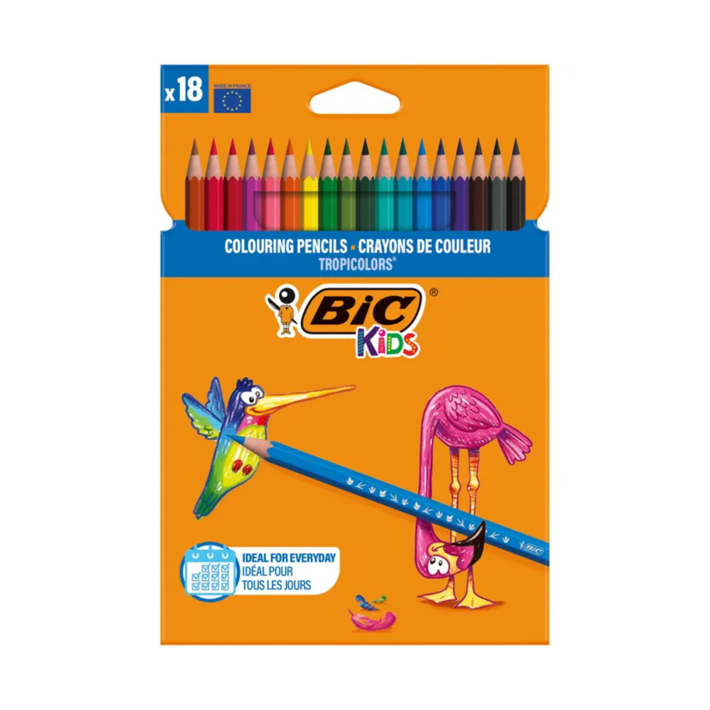 Карандаши цветные BIC Kids Tropicolors, 18шт, 4 упаковки #1