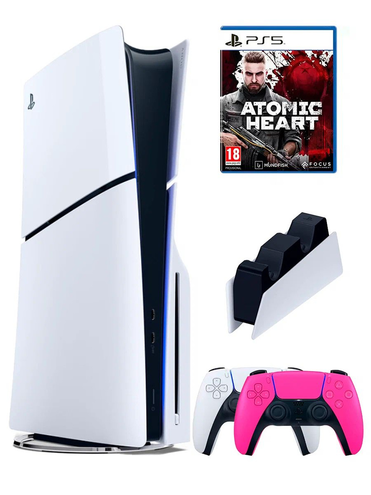 PS5 (ПС5) Игровая приставка Sony PlayStation 5 Slim +2-й геймпад(розовый)+зарядное+игра Atomic Heart, #1