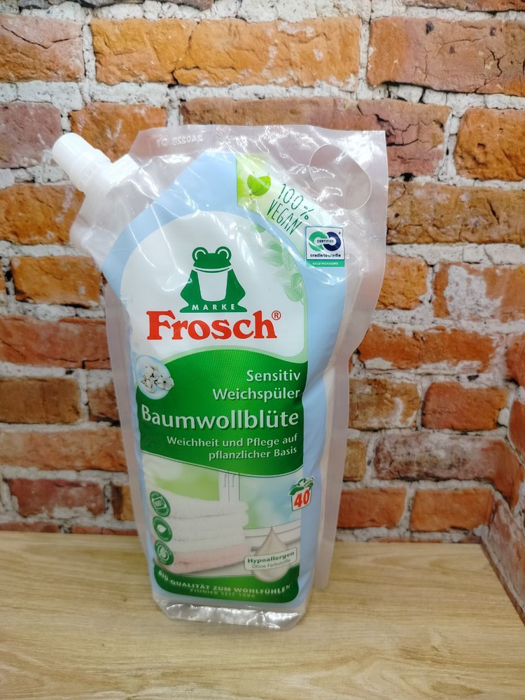 Frosch Концентрированный ополаскиватель для белья Цветы хлопка 1 л в мягкой упаковке  #1