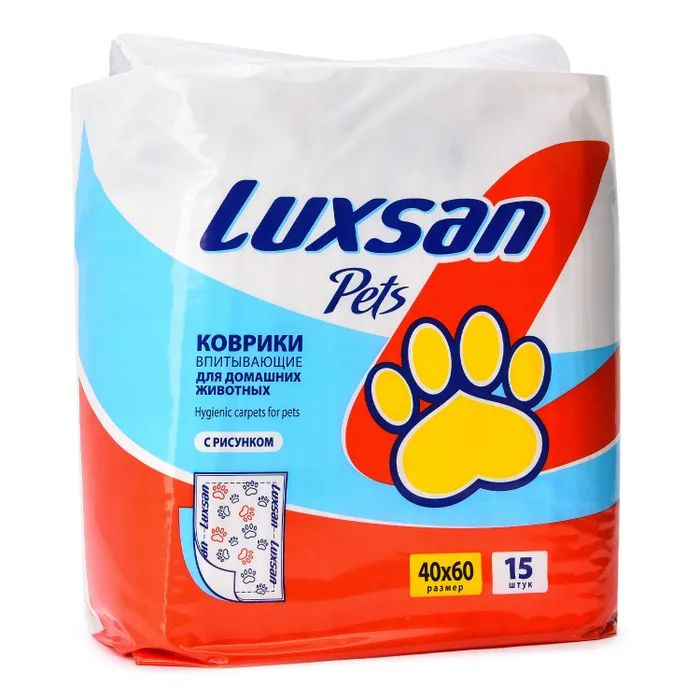 Пеленки впитывающие Luxsan Premium с рисунком для животных 40 х 60 см, 15 штук  #1