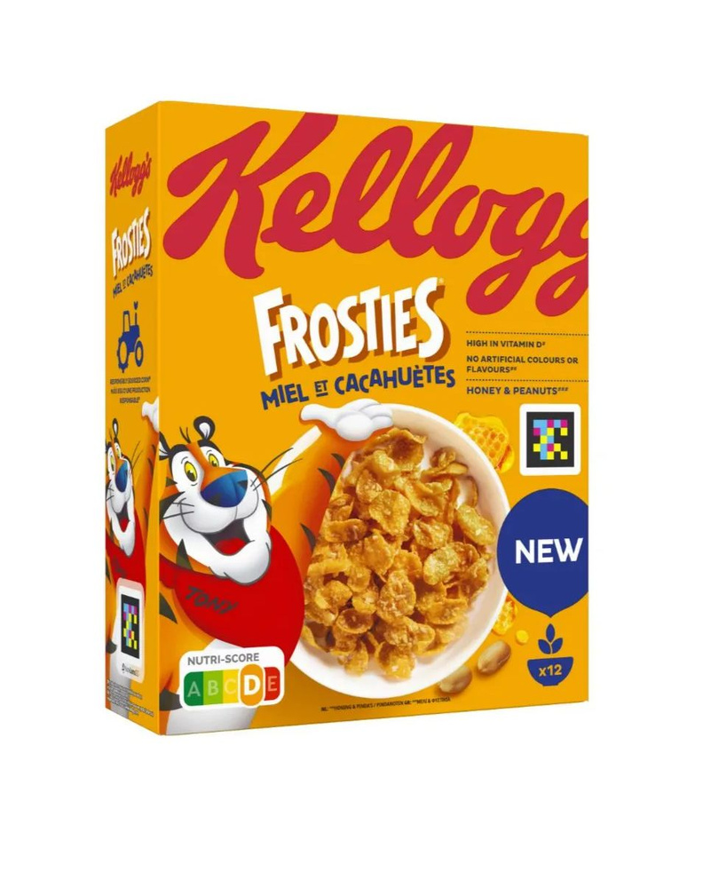 Готовый завтрак Kellogg's хлопья Frosties с медом и арахисом 375 г, Франция  #1