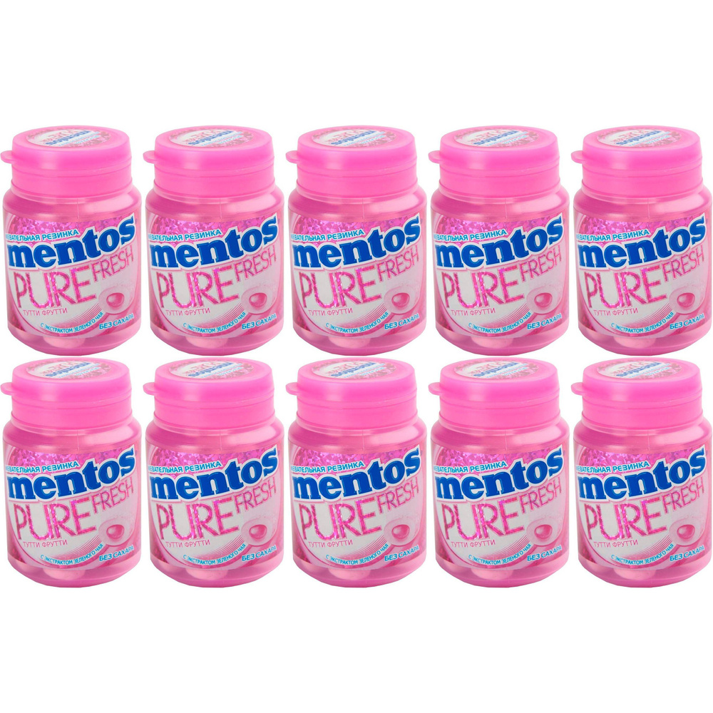 Жевательная резинка Mentos Pure Fresh Тутти Фрутти 36 шт 54 г, набор: 10 штук  #1