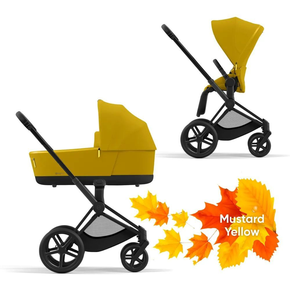 Cybex Priam IV Коляска 2 в 1, шасси IV Matt Black ручка Black/Mustard Yellow #1