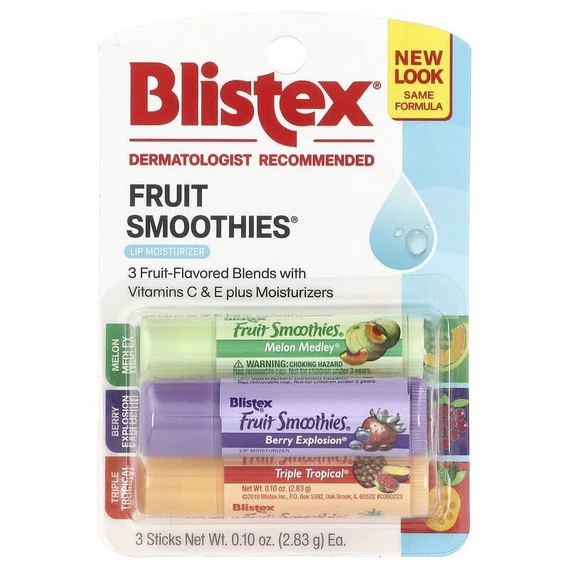 Blistex, Fruit Smoothies, увлажняющий бальзам для губ, 3 стика по 2,83 г каждый  #1