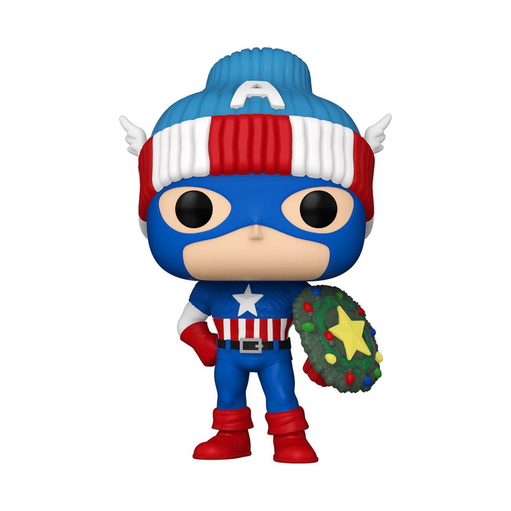 Фигурка Funko Pop! Captain America Holiday 2024 (Фанко Поп Капитан Америка в шапке из комиксов Марвел) #1