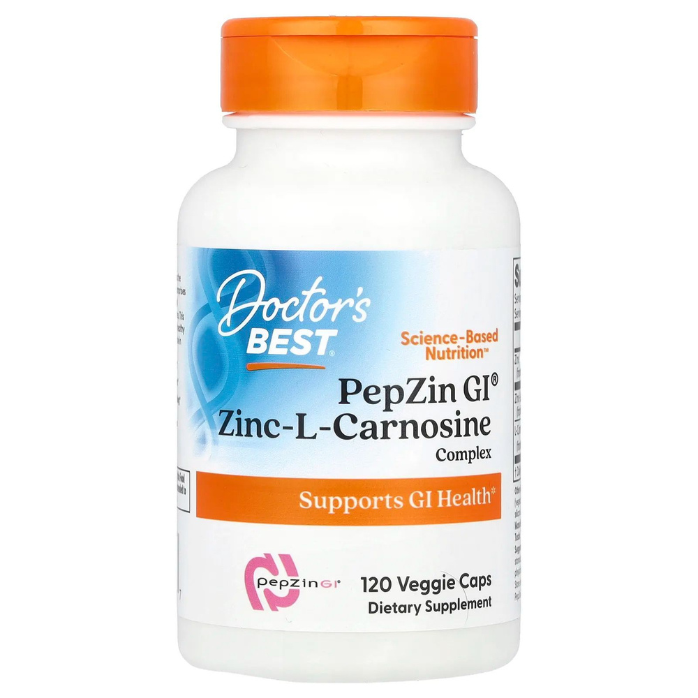 Doctor's Best pepzingl zinc-l-carnosine complex 120 капсул, цинк карнозин для восстановления слизистой #1