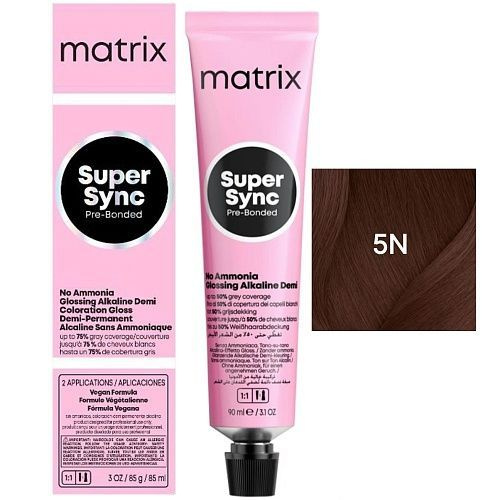 Крем краска MATRIX SoColor Super Sync Pre-Bonded 5N, 90 мл. #1