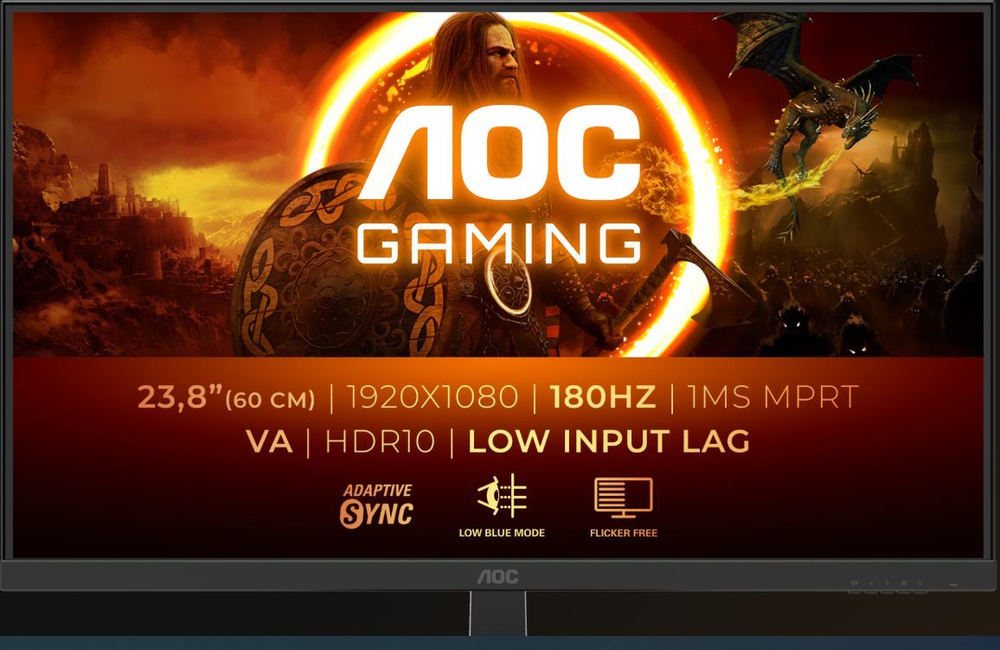 AOC 23.8" Монитор 24G15N2 (VA, 1920x1080, 180Hz, 1 ms, 178/178, 250 cd/m, 80M:1), черный  #1