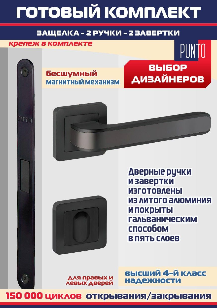 Ручка NOVA QR BL/GR-24 черный/графит  + защелка магнитная + фиксатор