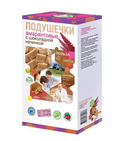 Подушечки Di&Di амарантовые с шоколадной начинкой без глютена, 250г  #1