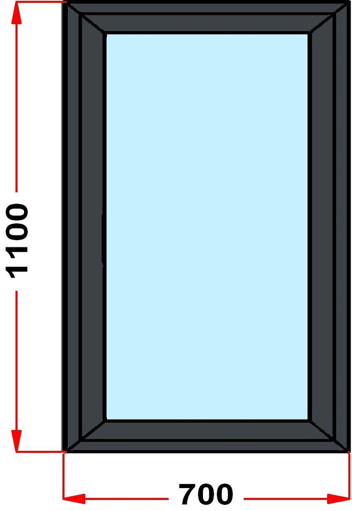 Окно+москитка из профиля Grunder 60 мм (1100 x 700), с поворотно-откидной створкой, стеклопакет 2 стекла, #1