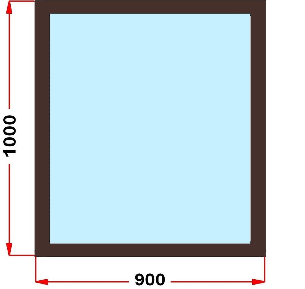 Окно пластиковое, профиль 60 мм (1000 x 900), не открывающееся, стеклопакет 2 стекла, темно-коричневое #1