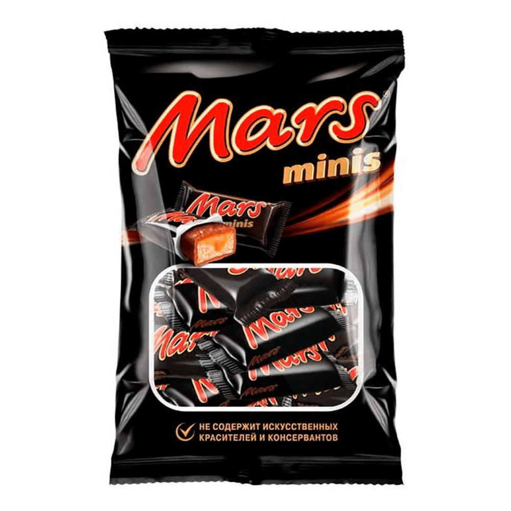 Шоколадный Батончик Mars Minis Шоколадный С Нугой-Карамелью, 1 шт по 182 г  #1