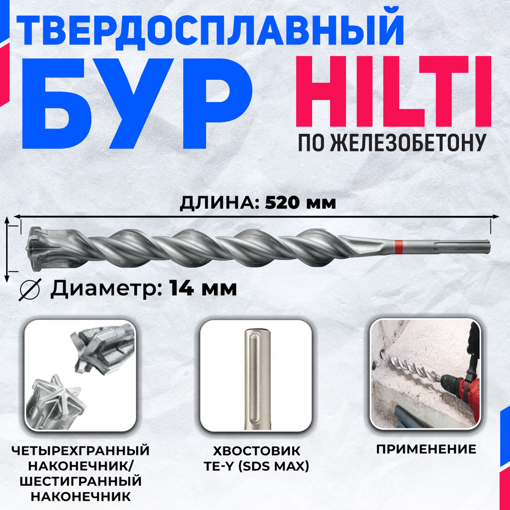 Бур по бетону HILTI 14 мм x 520 мм TE-YX (SDS MAX) #1