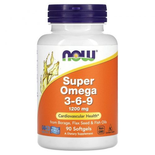 Now Foods, Super Omega 3- 6- 9 Омега, 1200 мг, 90 мягких капсул #1