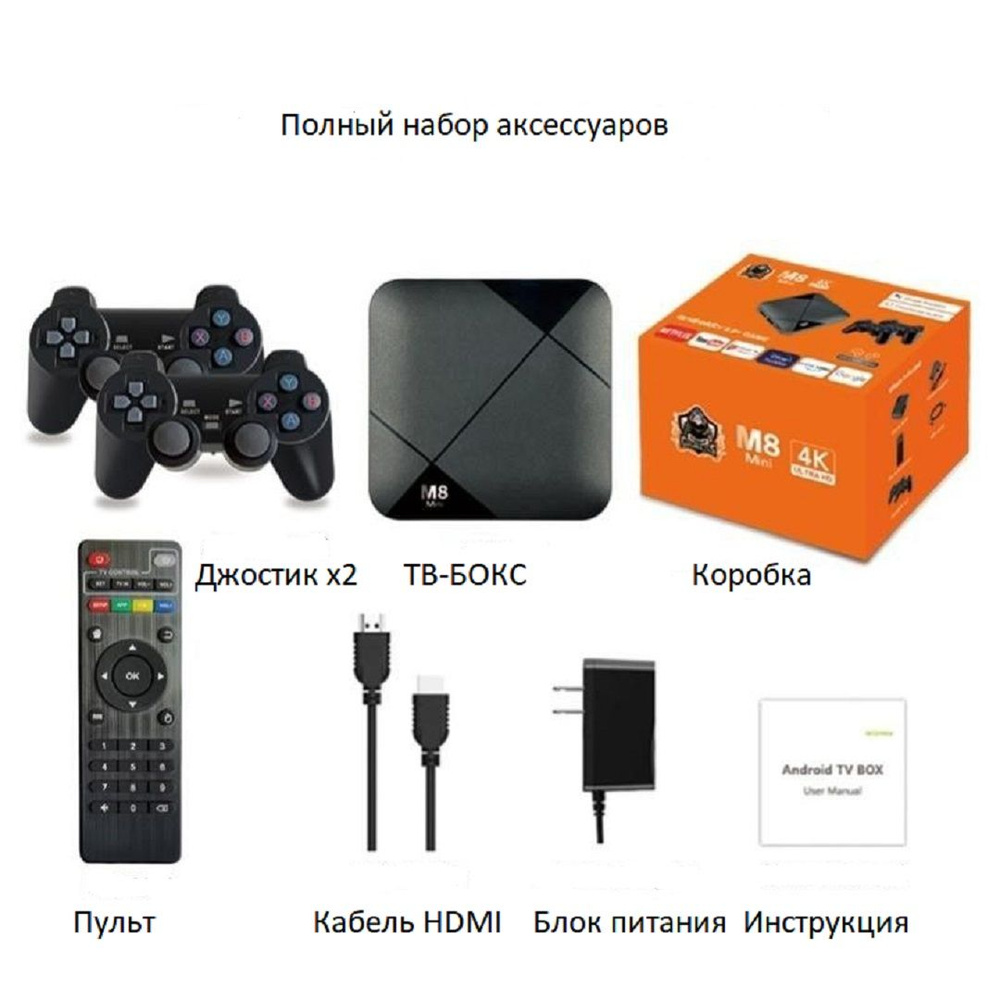 Игровая консоль M8 Mini Dual System 10000 игр, смарт ТВ андроид приставка к  ТВ - купить с доставкой по выгодным ценам в интернет-магазине OZON  (1422639738)