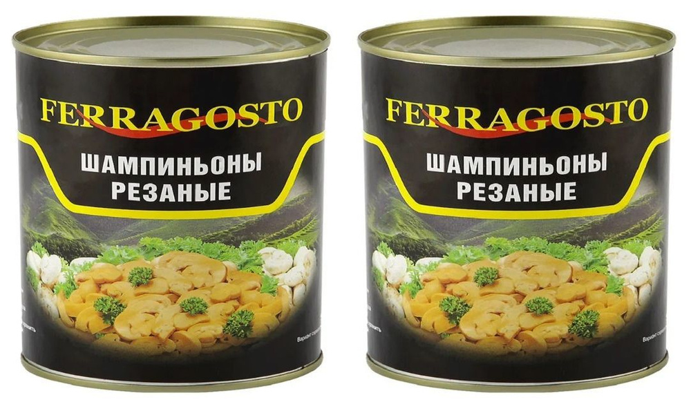 Ferragosto Шампиньоны резаные, 425 мл, 2 шт #1