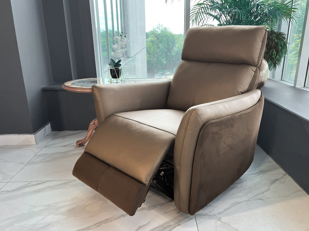 Кресло натуральная кожа электрический реклайнер американское небольшое премиум класса мягкое для дома #1