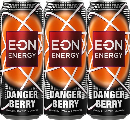 Энергетический напиток E-ON Danger Berry безалкогольный 0,45 л, комплект: 3 упаковки по 450 мл  #1