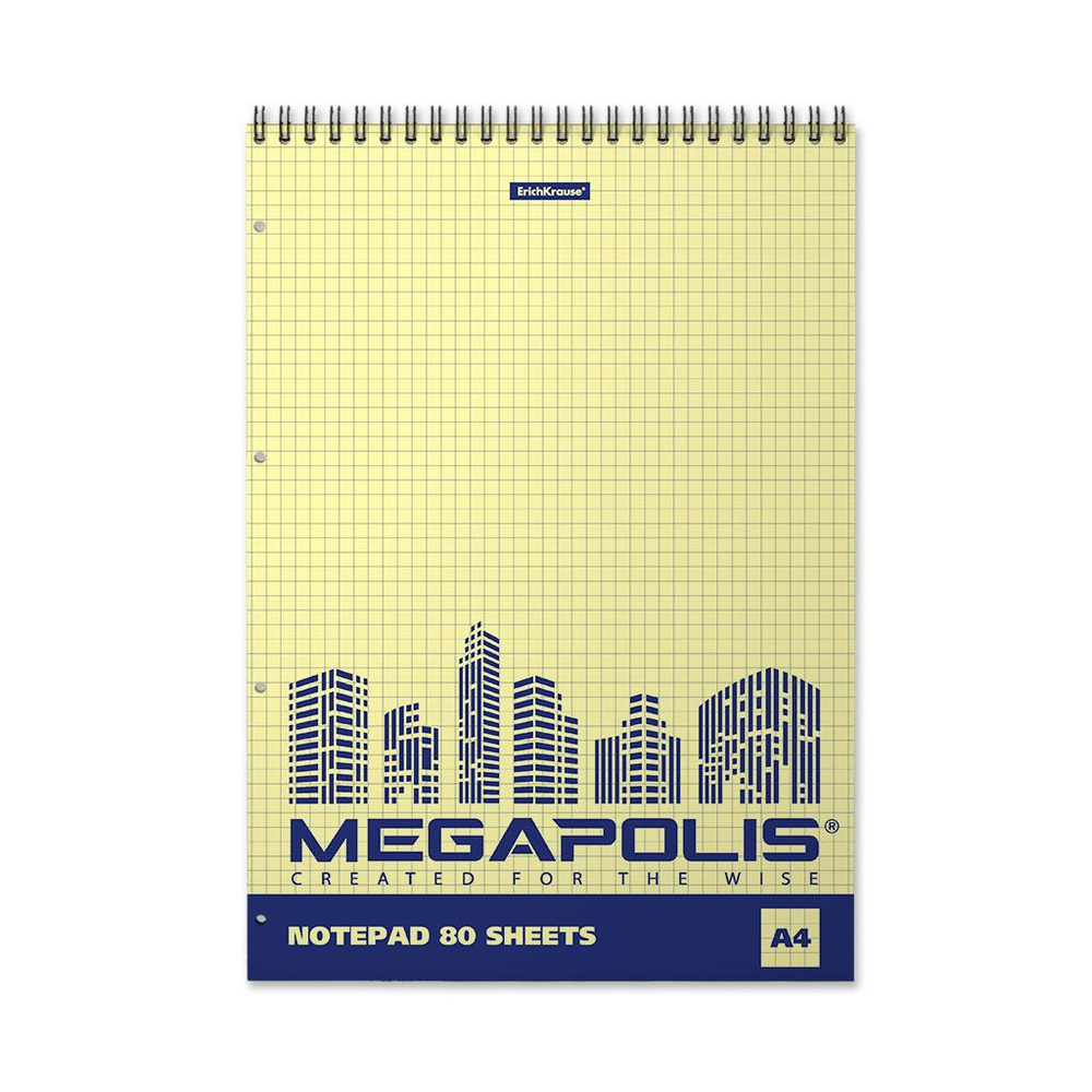 Набор 2шт. Блокнот А4 80л. ErichKrause MEGAPOLIS Yellow Concept, на спирали, желтый блок, перфорация #1