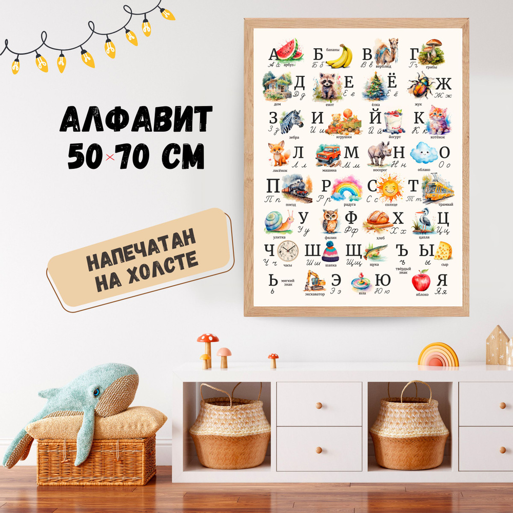 Плакат на стену "Русский алфавит", 50х70 см, на холсте и в тубусе для хранения постеров  #1