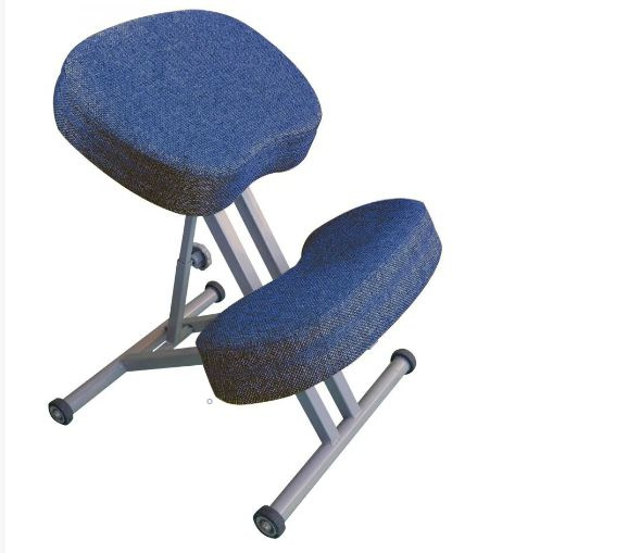 Коленный стул мягкий ОЛИМП СК-1-2Газлифт, серый металл/сиденье синее  #1