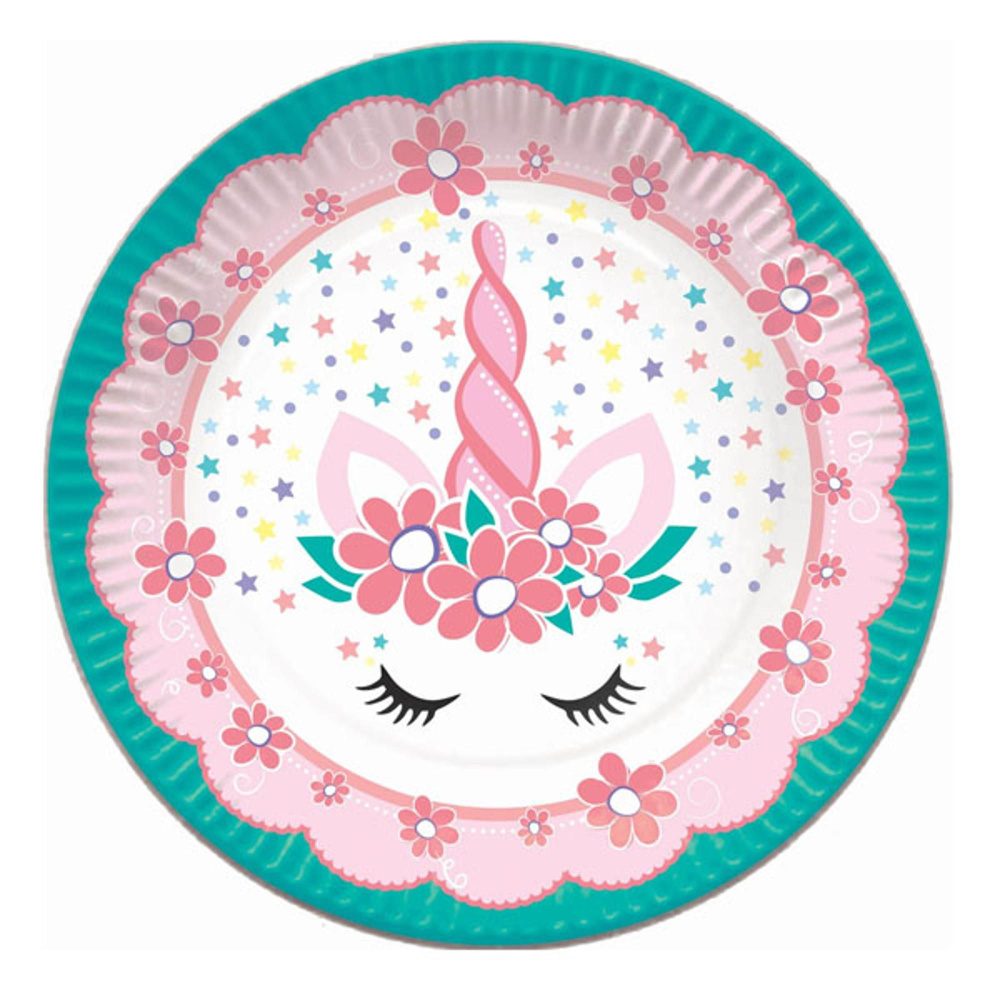 Тарелки бумажные Единорог Pink&Tiffany 18 см 6 шт #1