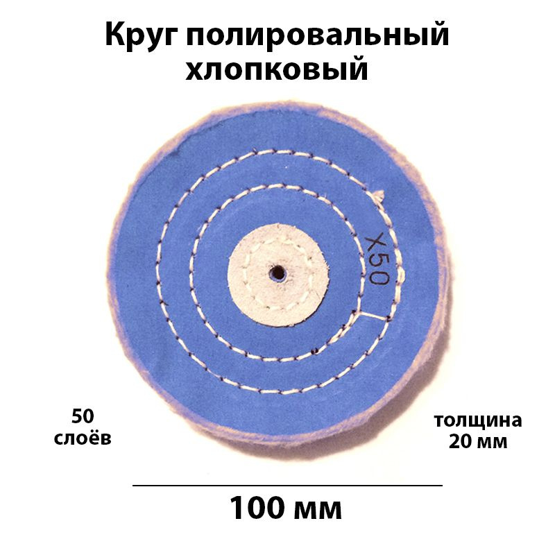 Круг полировальный муслиновый синий Ф100 мм применяется для полировки металла, дерева, пластика  #1