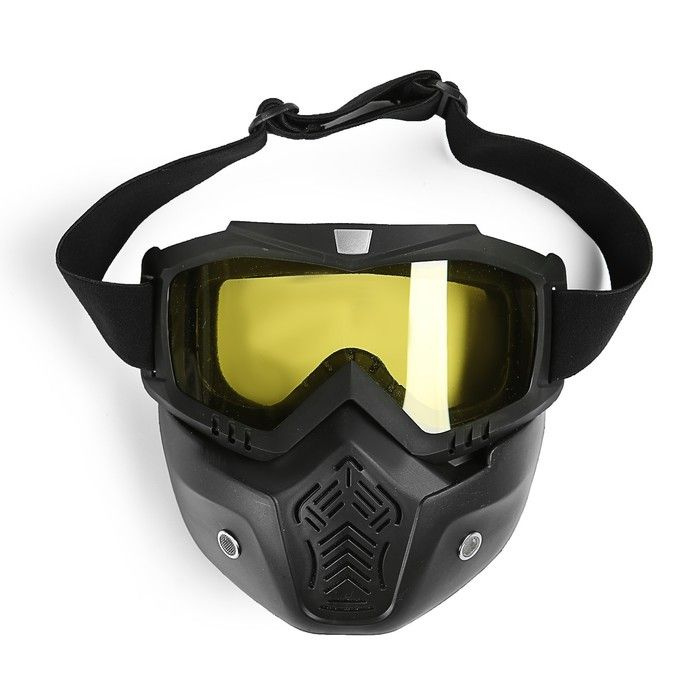Очки-маска для езды на мототехнике Sima-land разборные, стекло желтое, цвет черный (3734836)  #1