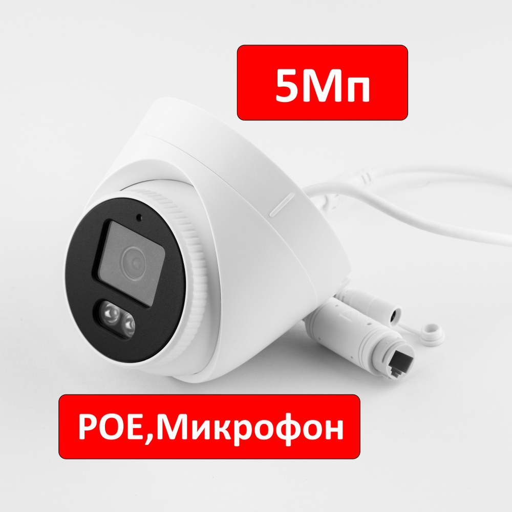 IP Камера Видеонаблюдения 5Мп внутренняя ( купольная ) . XMeye. POE.  Микрофон. Procon ID5-PMX.