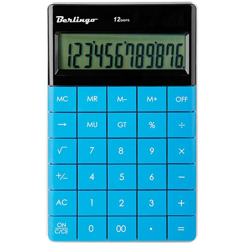 Калькулятор настольный "PowerTX", двойное питание, синий #1