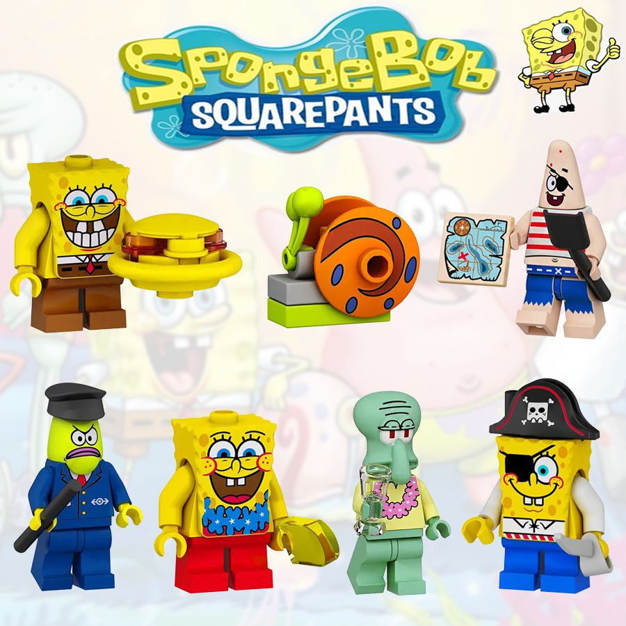Набор фигурок из мультфильма SpongeBob Губка Боб Квадратные Штаны / 7 Минифигурок Лего  #1