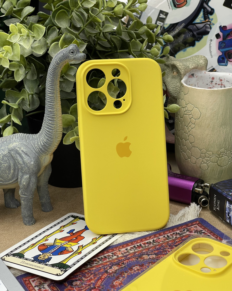 Силиконовый чехол на iPhone 15 Pro с защитой камер, противоударный / Silicone Case iPhone 15 Pro Yellow #1