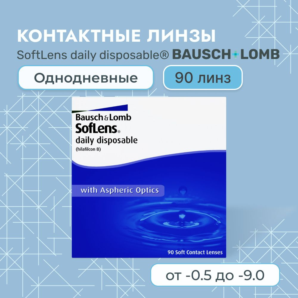 Контактные линзы Bausch + Lomb, Soflens Daily Disposable, 90 линз I 8.6 I -5.00 I однодневные I прозрачные #1