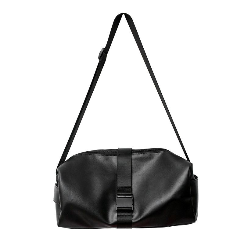 Кожаная повседневная сумка / Черная универсальная сумка на плечо  #1