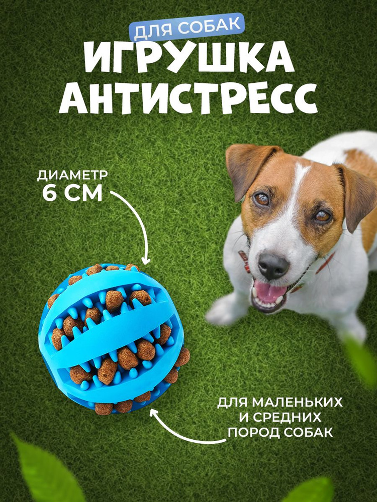 Игрушка мяч для собак for cats and dogs, синий, 6 см #1