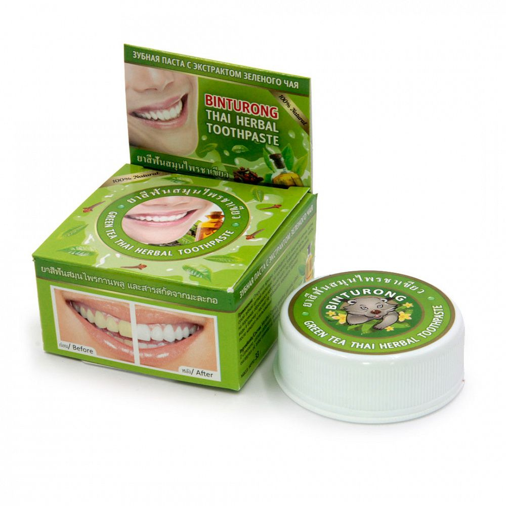 Зубная паста Binturong Green tea Thai Herbal Toothpaste #1